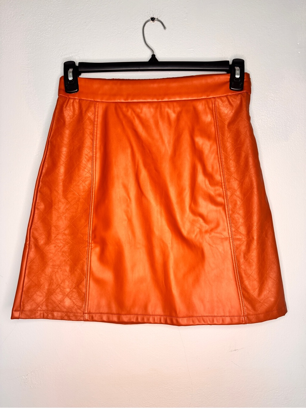 Kancy Kole Brown Faux Leather Mini Skirt, Side Zipper Size M